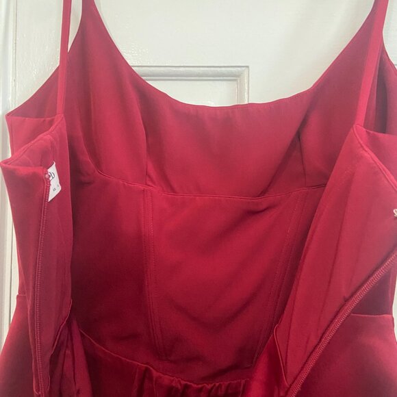House of CB Satin Corset Midi Dress Wine Red - Large Plus Cup - Picture 7 of 11